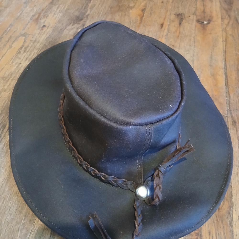 Classic Brown Leather Western Hat